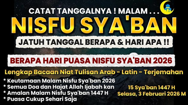 Tata Cara Sholat Nisfu Syaban 2026 Lengkap dengan Niat dan Doanya