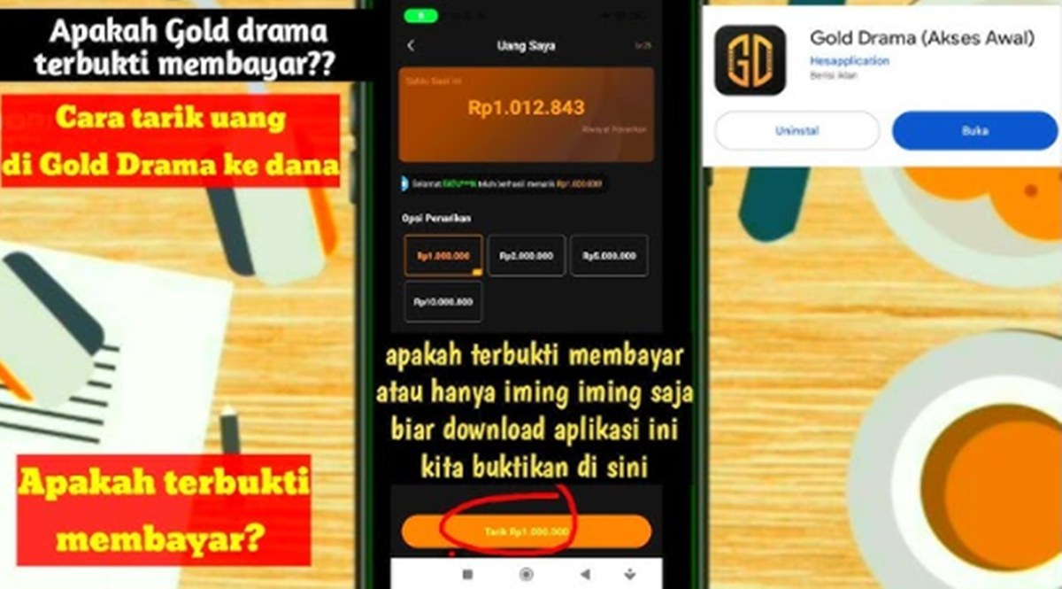 Gold Drama Aplikasi Penghasil Uang Saldo DANA, Masih Worth It atau Penipuan?