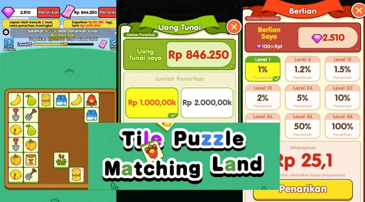 Tile Puzzle-Matching Land Penghasil Uang, Benarkah Membayar Ini Faktanya!